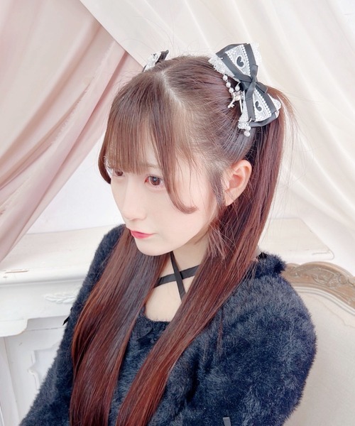 MA*RS(アメーバーマーズ)の「キー&パドロック×ハートレースりぼんクリップ2個SET(バレッタ/ヘアクリップ・レディース・ブラック/ピンク系その他/ホワイト/ブラック×ホワイト・FREE)」の10枚目の写真