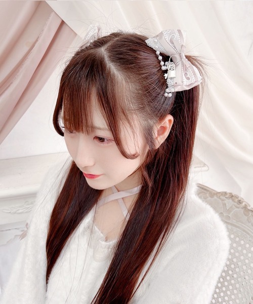 MA*RS(アメーバーマーズ)の「キー&パドロック×ハートレースりぼんクリップ2個SET(バレッタ/ヘアクリップ・レディース・ブラック/ピンク系その他/ホワイト/ブラック×ホワイト・FREE)」の12枚目の写真