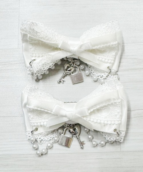 MA*RS(アメーバーマーズ)の「キー&パドロック×ハートレースりぼんクリップ2個SET(バレッタ/ヘアクリップ・レディース・ブラック/ピンク系その他/ホワイト/ブラック×ホワイト・FREE)」の13枚目の写真