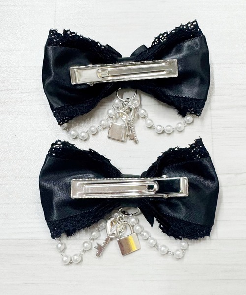 MA*RS(アメーバーマーズ)の「キー&パドロック×ハートレースりぼんクリップ2個SET(バレッタ/ヘアクリップ・レディース・ブラック/ピンク系その他/ホワイト/ブラック×ホワイト・FREE)」の16枚目の写真