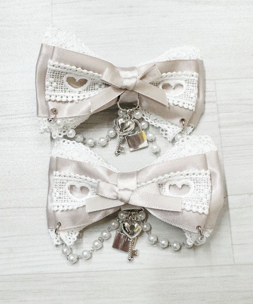 MA*RS(アメーバーマーズ)の「キー&パドロック×ハートレースりぼんクリップ2個SET(バレッタ/ヘアクリップ・レディース・ブラック/ピンク系その他/ホワイト/ブラック×ホワイト・FREE)」の19枚目の写真