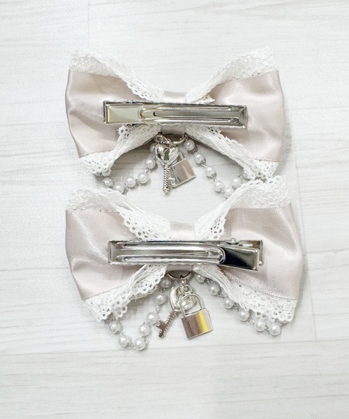 MA*RS(アメーバーマーズ)の「キー&パドロック×ハートレースりぼんクリップ2個SET(バレッタ/ヘアクリップ・レディース・ブラック/ピンク系その他/ホワイト/ブラック×ホワイト・FREE)」の20枚目の写真