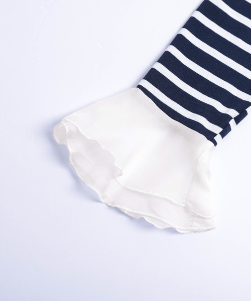 SUGAR BISKET(シュガービスケット)の「シフォンフリルボーダートップス(Tシャツ/カットソー・レディース・ブラック/ネイビー・フリー)」の21枚目の写真