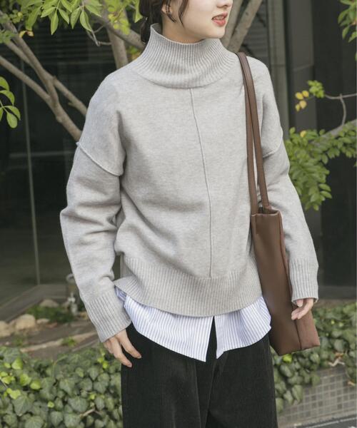 ◆ ワイズ ハイネック ニット アシメントリー ホワイト ブラック 白 黒 M ◇ ワイズ ハイネック ニット アシメントリー ホワイト ブラック 白 黒