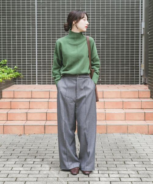 セール】『洗濯可/毛玉防止』ハイネックワイドニット（ニット/セーター