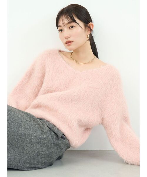 セール】【REVIVAL】アルパカシャギーVネックニットプルオーバー