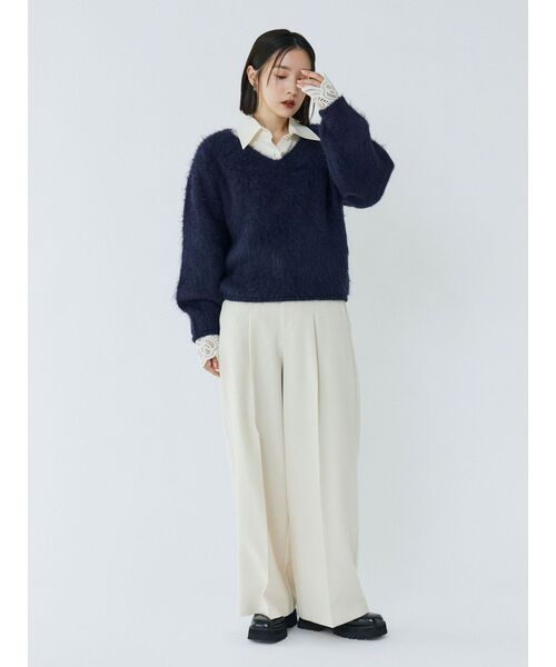 バトナー 　ニットプルオーバー　　　モヘヤ　アルパカ　シャギー BATONER（バトナー）の「【SHIPS別注】BATONER: 7G モヘヤ アルパカ