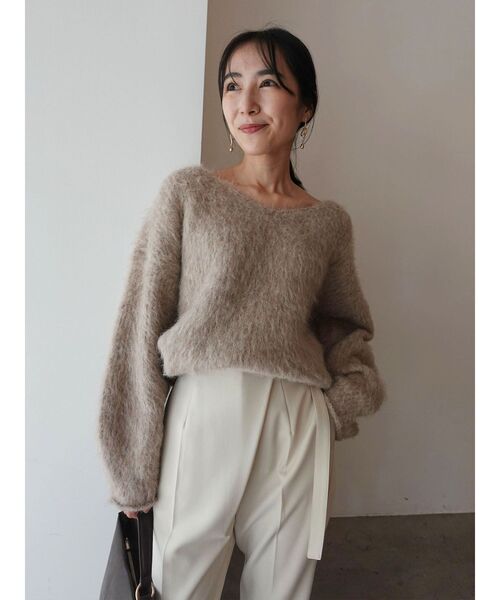 LAGUNAMOON（ラグナムーン）の「【REVIVAL】アルパカシャギーVネックニットプルオーバー（ニット/セーター・レディース・ベージュ/ネイビー/ピンク・FREE）」の9枚目の写真