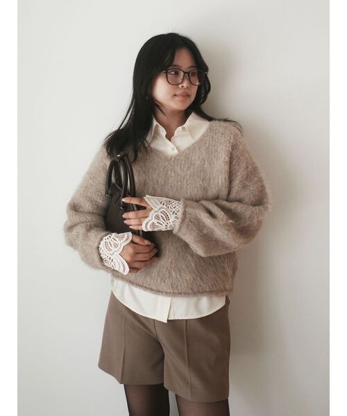 LAGUNAMOON（ラグナムーン）の「【REVIVAL】アルパカシャギーVネックニットプルオーバー（ニット/セーター・レディース・ベージュ/ネイビー/ピンク・FREE）」の20枚目の写真