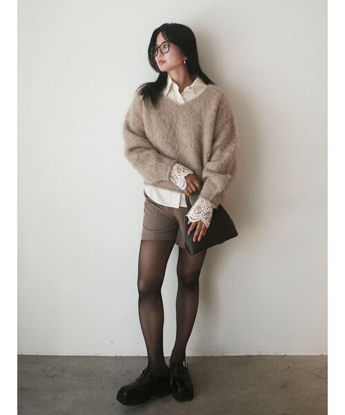 LAGUNAMOON（ラグナムーン）の「【REVIVAL】アルパカシャギーVネックニットプルオーバー（ニット/セーター・レディース・ベージュ/ネイビー/ピンク・FREE）」の21枚目の写真