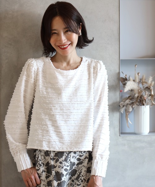Ehre style(エーレスタイル)の「コンパクト丈で美バランスが叶う 立体トップス(シャツ/ブラウス・レディース・ブラック/ホワイト・FREE)」の7枚目の写真
