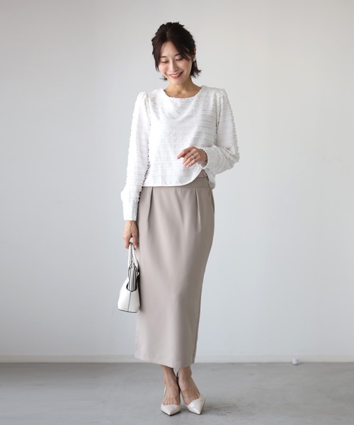 Ehre style(エーレスタイル)の「コンパクト丈で美バランスが叶う 立体トップス(シャツ/ブラウス・レディース・ブラック/ホワイト・FREE)」の9枚目の写真