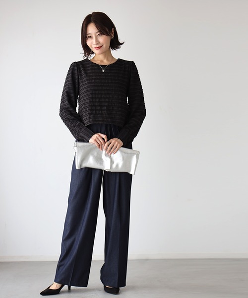 Ehre style(エーレスタイル)の「コンパクト丈で美バランスが叶う 立体トップス(シャツ/ブラウス・レディース・ブラック/ホワイト・FREE)」の10枚目の写真