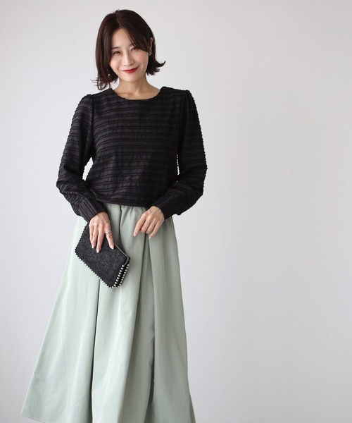 Ehre style(エーレスタイル)の「コンパクト丈で美バランスが叶う 立体トップス(シャツ/ブラウス・レディース・ブラック/ホワイト・FREE)」の15枚目の写真