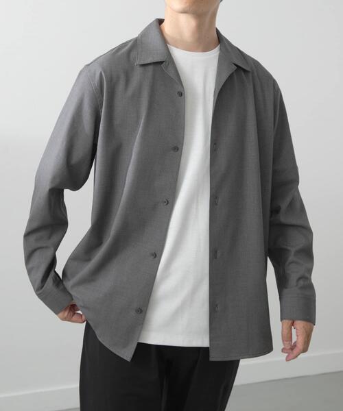 ITEMS URBANRESEARCH(アイテムズ アーバンリサーチ)の「FINE WOOL Blend Shirts(シャツ/ブラウス・メンズ・オフホワイト/グレー/ネイビー・MEDIUM/LARGE)」の4枚目の写真