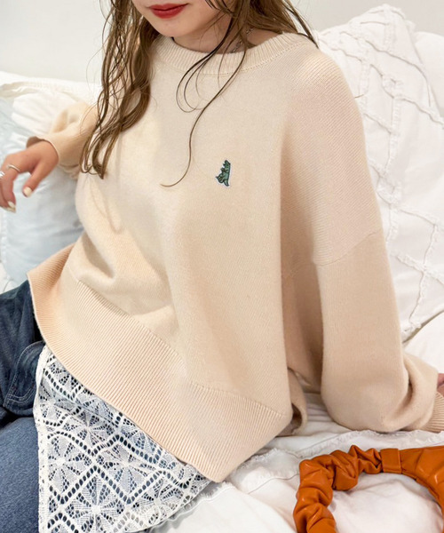 m:rex】ミニ恐竜ワッペンもちもちニットプルオーバー（ニット/セーター