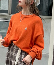 【m:rex】ミニ恐竜ワッペンもちもちニットプルオーバー