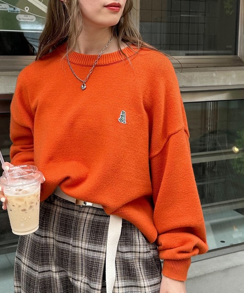 m:rex】ミニ恐竜ワッペンもちもちニットプルオーバー（ニット/セーター