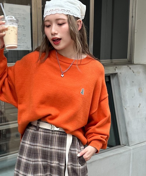 m:rex】ミニ恐竜ワッペンもちもちニットプルオーバー（ニット/セーター