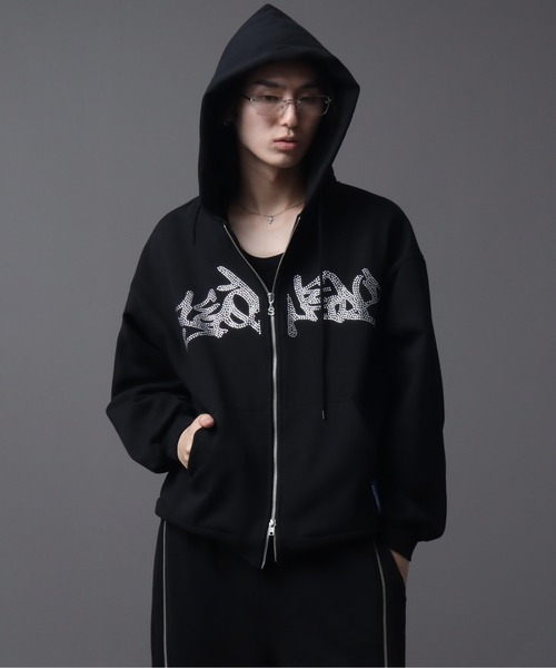 SEQUENZ（シークエンズ）】SQNZ NEW O.G LOGO LINE STONE FADE ZIP P/K