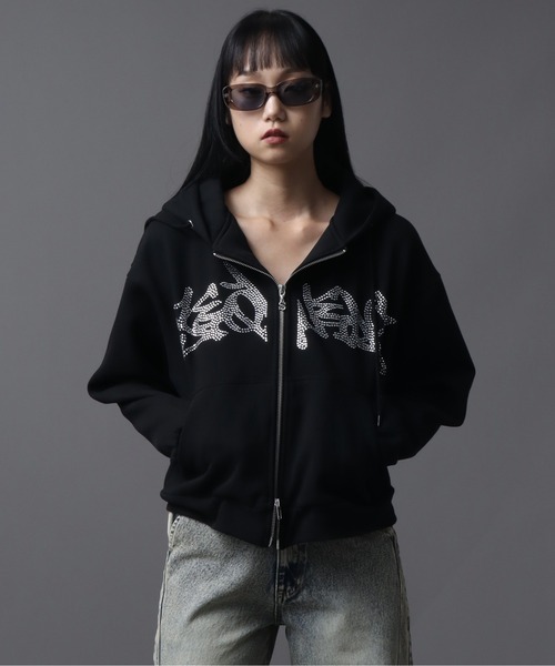 Art re A select（アトリエセレクト）の「【SEQUENZ（シークエンズ）】SQNZ NEW O.G LOGO LINE STONE FADE ZIP P/K（パーカー・メンズ・ブルー/ピンク/ブラック・L/S/M）」の12枚目の写真