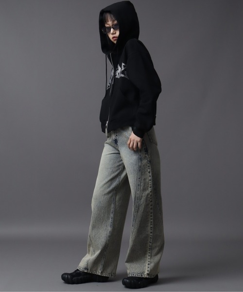 SEQUENZ（シークエンズ）】SQNZ NEW O.G LOGO LINE STONE FADE ZIP P/K