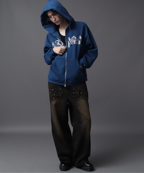 Art re A select（アトリエセレクト）の「【SEQUENZ（シークエンズ）】SQNZ NEW O.G LOGO LINE STONE FADE ZIP P/K（パーカー・メンズ・ブルー/ピンク/ブラック・L/S/M）」の20枚目の写真