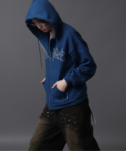 SEQUENZ（シークエンズ）】SQNZ NEW O.G LOGO LINE STONE FADE ZIP P/K