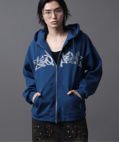 SEQUENZ（シークエンズ）】SQNZ NEW O.G LOGO LINE STONE FADE ZIP P/K