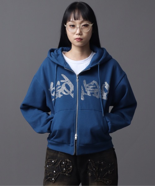 SEQUENZ（シークエンズ）】SQNZ NEW O.G LOGO LINE STONE FADE ZIP P/K