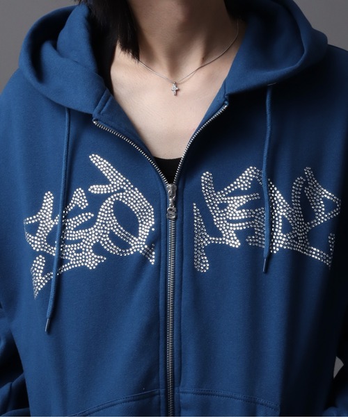 Art re A select（アトリエセレクト）の「【SEQUENZ（シークエンズ）】SQNZ NEW O.G LOGO LINE STONE FADE ZIP P/K（パーカー・メンズ・ブルー/ピンク/ブラック・L/S/M）」の19枚目の写真