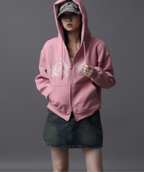 SEQUENZ（シークエンズ）】SQNZ NEW O.G LOGO LINE STONE FADE ZIP P/K