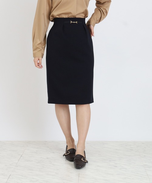 TRUDEA（トルディア）の「ウール調ビット付きタイトスカート（スカート・レディース・チャコールグレー/ネイビー/ブラウン・SMALL/MEDIUM/LARGE）」の2枚目の写真