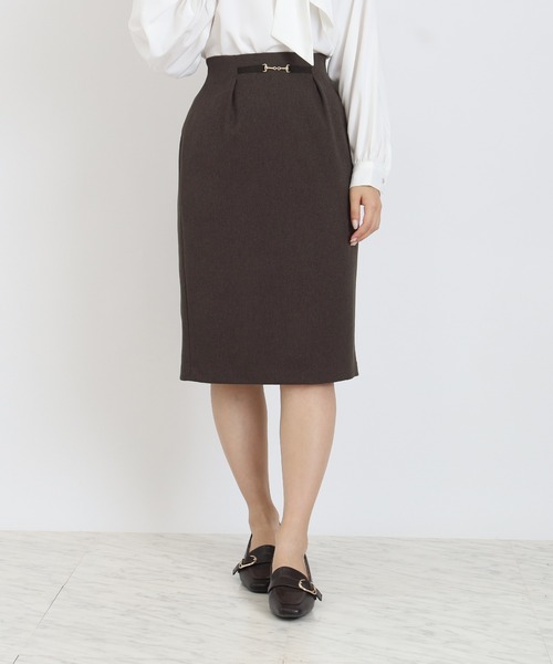 TRUDEA（トルディア）の「ウール調ビット付きタイトスカート（スカート・レディース・チャコールグレー/ネイビー/ブラウン・SMALL/MEDIUM/LARGE）」の3枚目の写真