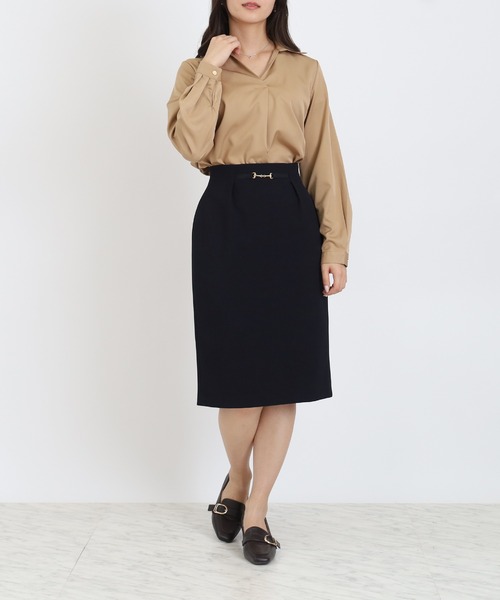 TRUDEA（トルディア）の「ウール調ビット付きタイトスカート（スカート・レディース・チャコールグレー/ネイビー/ブラウン・SMALL/MEDIUM/LARGE）」の11枚目の写真