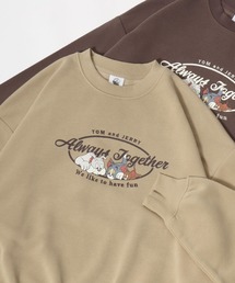 Tom and Jerry/トムとジェリー オーバーサイズ 裏起毛 カレッジロゴ アップリケ刺繍 スウェットトレーナー