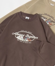 Tom and Jerry/トムとジェリー オーバーサイズ 裏起毛 カレッジロゴ アップリケ刺繍 スウェットトレーナー