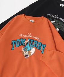 Tom and Jerry/トムとジェリー オーバーサイズ 裏起毛 カレッジロゴ アップリケ刺繍 スウェットトレーナー