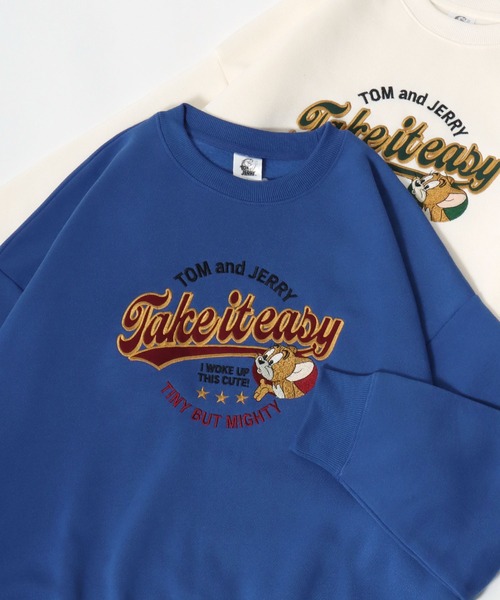 Tom&Jerry(トムアンドジェリー)の「Tom and Jerry/トムとジェリー オーバーサイズ 裏起毛 カレッジロゴ アップリケ刺繍 スウェットトレーナー(スウェット・レディース・アイボリー/ブラック/ベージュ/オレンジ/アッシュグレー/ブルー/ワイン/ブラウン・L/M)」の6枚目の写真
