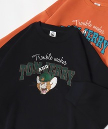 Tom and Jerry/トムとジェリー オーバーサイズ 裏起毛 カレッジロゴ  アップリケ刺繍 スウェットトレーナー
