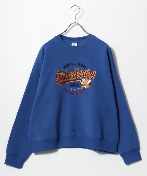 Tom&Jerry(トムアンドジェリー)の「Tom and Jerry/トムとジェリー オーバーサイズ 裏起毛 カレッジロゴ アップリケ刺繍 スウェットトレーナー(スウェット・レディース・アイボリー/ブラック/ベージュ/オレンジ/アッシュグレー/ブルー/ワイン/ブラウン・L/M)」の11枚目の写真