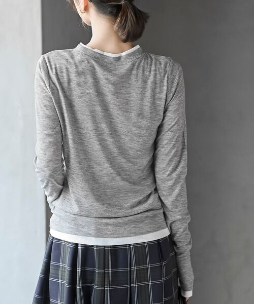rps(アールピーエス)の「シアーテレコバイカラー指抜きカットソー(Tシャツ/カットソー・レディース・ブラック/マスタード/杢グレー/オフホワイト・フリー)」の11枚目の写真