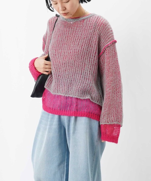 LUCA/LADY LUCK LUCA（ルカ/レディラックルカ）の「LC/LLL モヘア混ルーズニット（ニット/セーター・レディース・ブルー/ピンク/ブラック・FREE）」の3枚目の写真