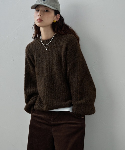 etoll.（エトル）の「アルパカタッチニットPO（ニット/セーター・レディース・チャコール/ネイビー/ブラウン/グリーン・M）」の3枚目の写真