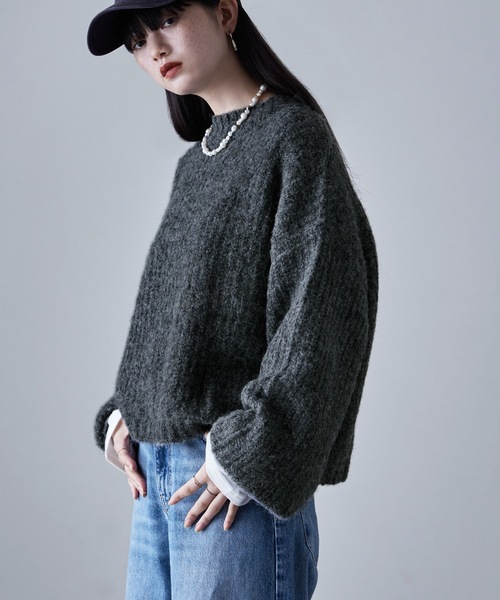 etoll.（エトル）の「アルパカタッチニットPO（ニット/セーター・レディース・チャコール/ネイビー/ブラウン/グリーン・M）」の2枚目の写真