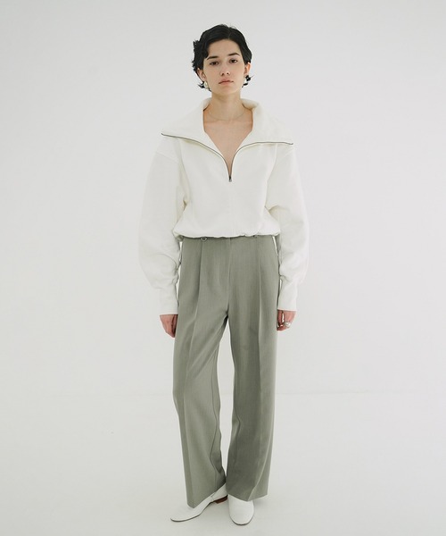 HALF ZIP SHORT TOPS ホワイト クラネ CLANE HALF ZIP SHORT TOPS （WHITE） - ファッション通販