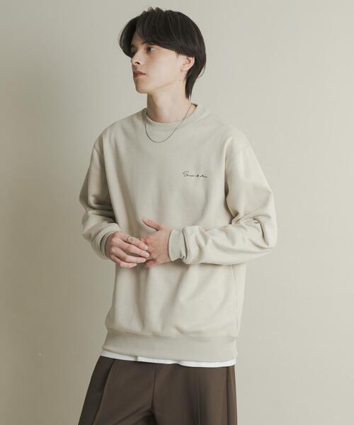セール】『ユニセックス』シシュウフェイクスエードクルーネック