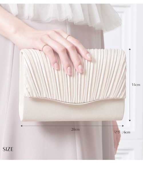 Cupid Heart（キューピッドハート）の「【Cupid Heart】結婚式用！ラメプリーツサテンクラッチバッグ（クラッチバッグ・レディース・ブラック/シルバー/ベージュ・MEDIUM）」の8枚目の写真