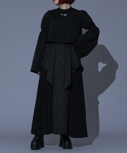 Ellno de Mavie(エルノデメヴィ)の「【mihoコラボ】シャーリングフレアスリーブブラウス/setup対応(シャツ/ブラウス・レディース・ブラック/ボルドー・FREE)」の9枚目の写真