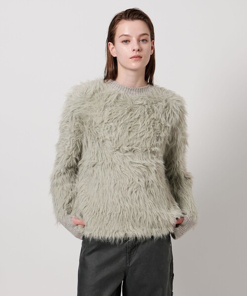 ASTRAET（アストラット）の「＜ASTRAET＞シャギー クルーネックニット（ニット/セーター・レディース・グレー系/ブラック/ピンク・FREE）」の2枚目の写真